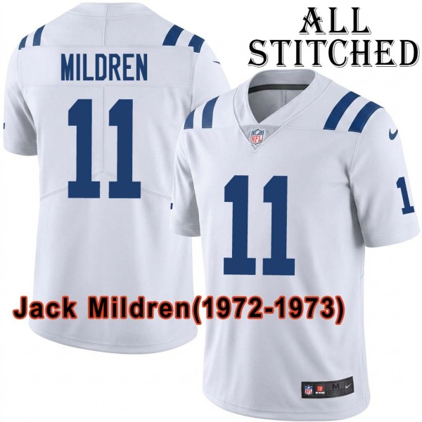 White Embroidered Jack Mildren Indianapolis Colts #11 Stitched Jersey