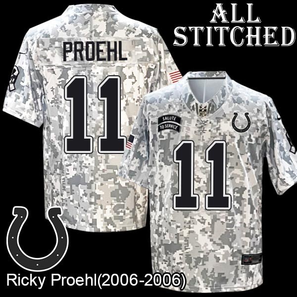 Camo Embroidered Ricky Proehl Indianapolis Colts #11 Stitched Jersey