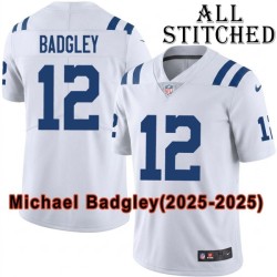White Embroidered Michael Badgley Indianapolis Colts #12 Stitched Jersey