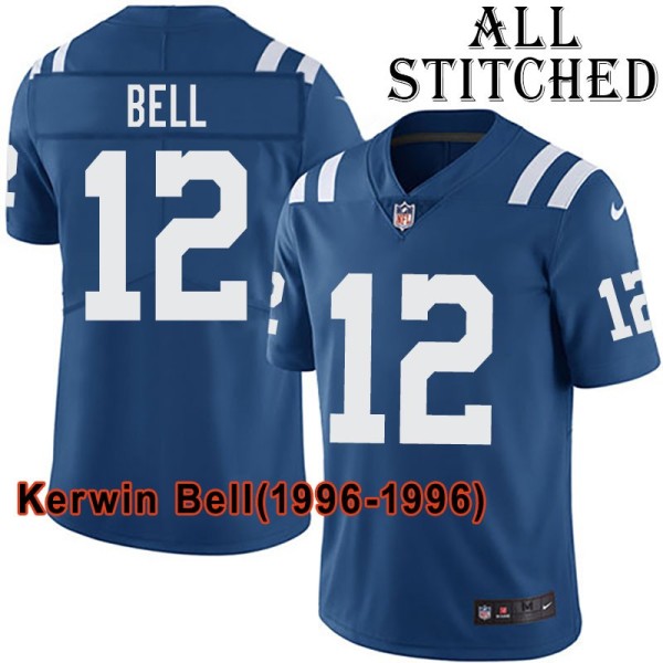 Blue Home Embroidered Kerwin Bell Indianapolis Colts #12 Stitched Jersey
