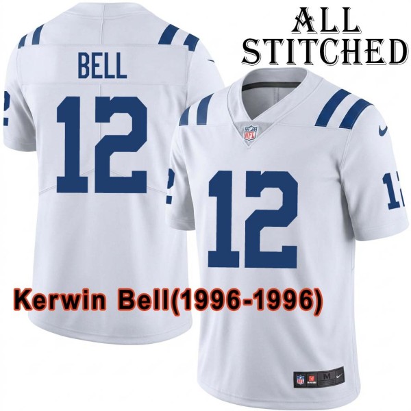 White Embroidered Kerwin Bell Indianapolis Colts #12 Stitched Jersey