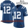 Blue Home Embroidered Jerry Golsteyn Indianapolis Colts #12 Stitched Jersey