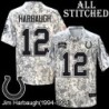 Camo Embroidered Jim Harbaugh Indianapolis Colts #12 Stitched Jersey