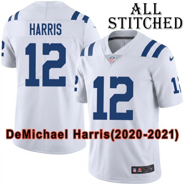 White Embroidered DeMichael Harris Indianapolis Colts #12 Stitched Jersey