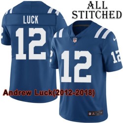 Blue Home Embroidered Andrew Luck Indianapolis Colts #12 Stitched Jersey