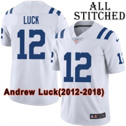 White Embroidered Andrew Luck Indianapolis Colts #12 Stitched Jersey