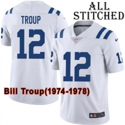 White Embroidered Bill Troup Indianapolis Colts #12 Stitched Jersey