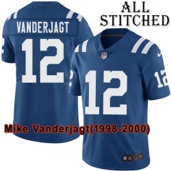 Blue Home Embroidered Mike Vanderjagt Indianapolis Colts #12 Stitched Jersey
