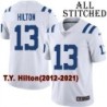 White Embroidered T.Y. Hilton Indianapolis Colts #13 Stitched Jersey