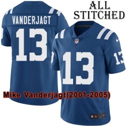 Blue Home Embroidered Mike Vanderjagt Indianapolis Colts #13 Stitched Jersey