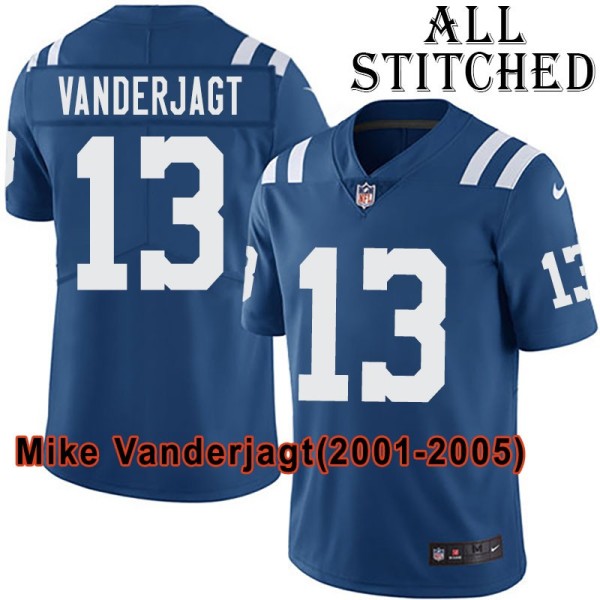 Blue Home Embroidered Mike Vanderjagt Indianapolis Colts #13 Stitched Jersey