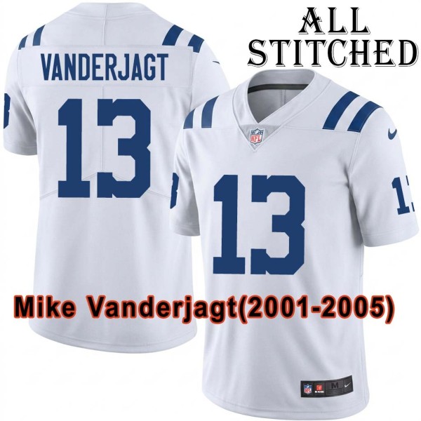 White Embroidered Mike Vanderjagt Indianapolis Colts #13 Stitched Jersey