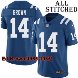 Blue Home Embroidered Ed Brown Indianapolis Colts #14 Stitched Jersey