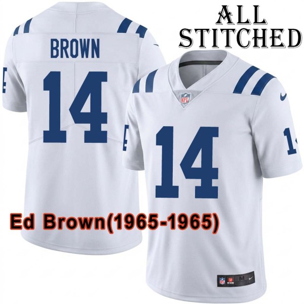 White Embroidered Ed Brown Indianapolis Colts #14 Stitched Jersey