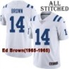 White Embroidered Ed Brown Indianapolis Colts #14 Stitched Jersey