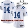 White Embroidered Sam Giguere Indianapolis Colts #14 Stitched Jersey