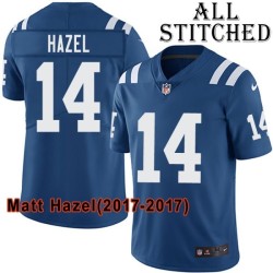 Blue Home Embroidered Matt Hazel Indianapolis Colts #14 Stitched Jersey