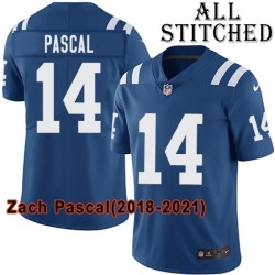 Blue Home Embroidered Zach Pascal Indianapolis Colts #14 Stitched Jersey