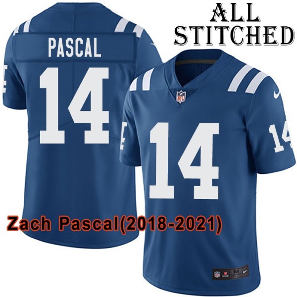 Blue Home Embroidered Zach Pascal Indianapolis Colts #14 Stitched Jersey