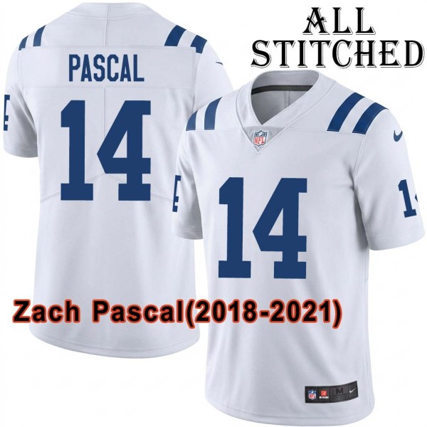 White Embroidered Zach Pascal Indianapolis Colts #14 Stitched Jersey