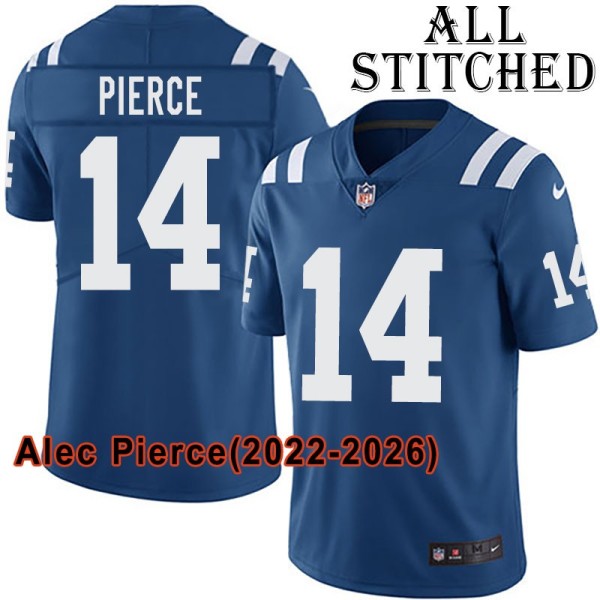Blue Home Embroidered Alec Pierce Indianapolis Colts #14 Stitched Jersey