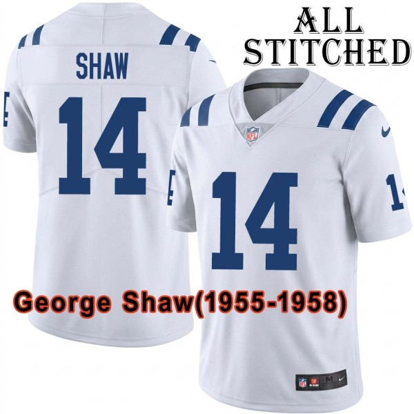 White Embroidered George Shaw Indianapolis Colts #14 Stitched Jersey