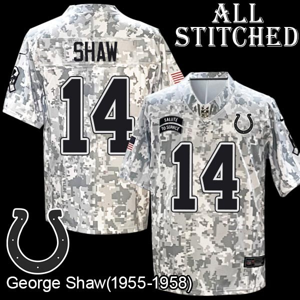 Camo Embroidered George Shaw Indianapolis Colts #14 Stitched Jersey
