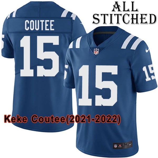 Blue Home Embroidered Keke Coutee Indianapolis Colts #15 Stitched Jersey