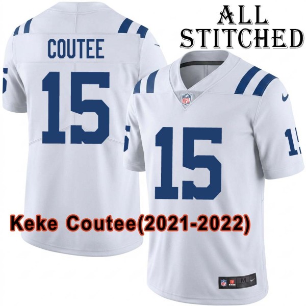 White Embroidered Keke Coutee Indianapolis Colts #15 Stitched Jersey
