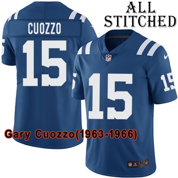Blue Home Embroidered Gary Cuozzo Indianapolis Colts #15 Stitched Jersey