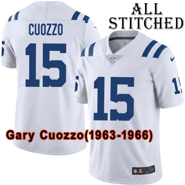 White Embroidered Gary Cuozzo Indianapolis Colts #15 Stitched Jersey