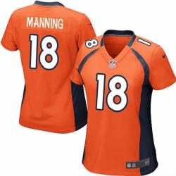MANNING Denver #18 Womens Football Jersey - Peyton Manning Womens Football Jersey (Orange)_Free Shipping