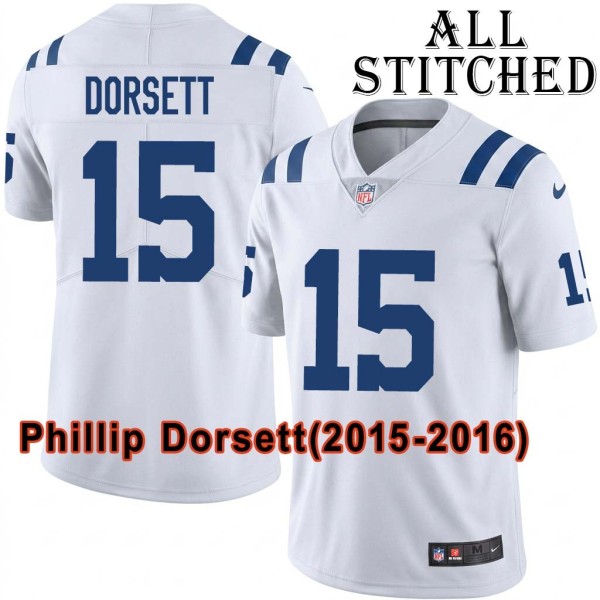 White Embroidered Phillip Dorsett Indianapolis Colts #15 Stitched Jersey