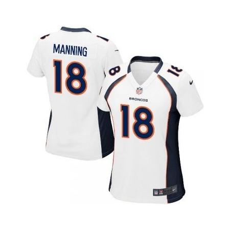 MANNING Denver #18 Womens Football Jersey - Peyton Manning Womens Football Jersey (White)_Free Shipping