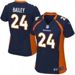 BAILEY Denver #24 Womens Football Jersey - Champ Bailey Womens Football Jersey (Blue)_Free Shipping