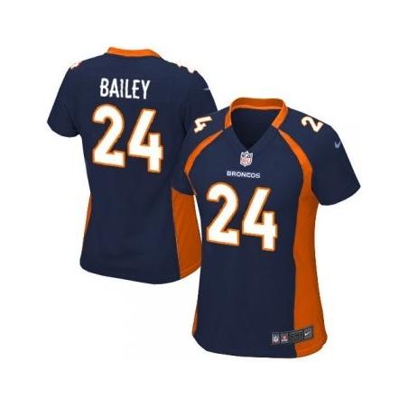 BAILEY Denver #24 Womens Football Jersey - Champ Bailey Womens Football Jersey (Blue)_Free Shipping