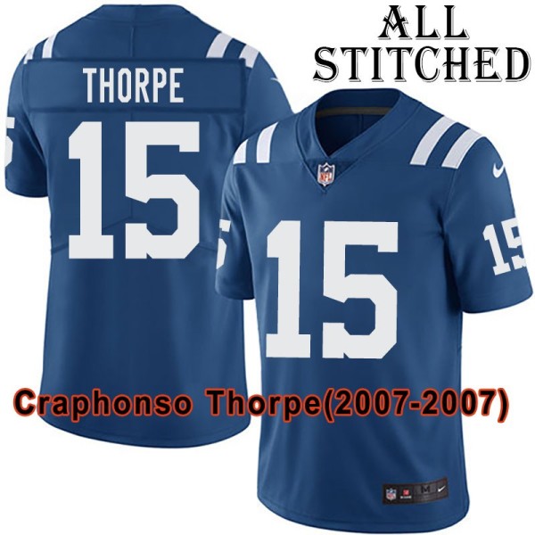 Blue Home Embroidered Craphonso Thorpe Indianapolis Colts #15 Stitched Jersey
