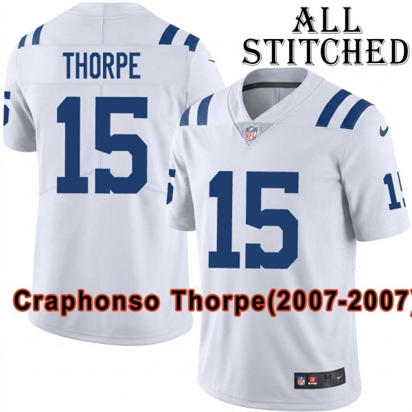 White Embroidered Craphonso Thorpe Indianapolis Colts #15 Stitched Jersey