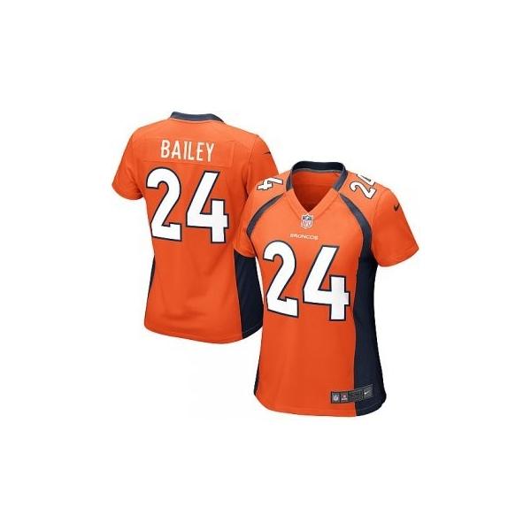 BAILEY Denver #24 Womens Football Jersey - Champ Bailey Womens Football Jersey (Orange)_Free Shipping