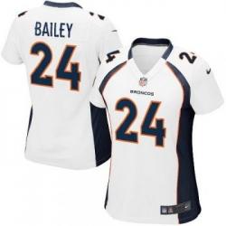 BAILEY Denver #24 Womens Football Jersey - Champ Bailey Womens Football Jersey (White)_Free Shipping