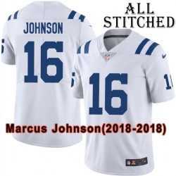 White Embroidered Marcus Johnson Indianapolis Colts #16 Stitched Jersey