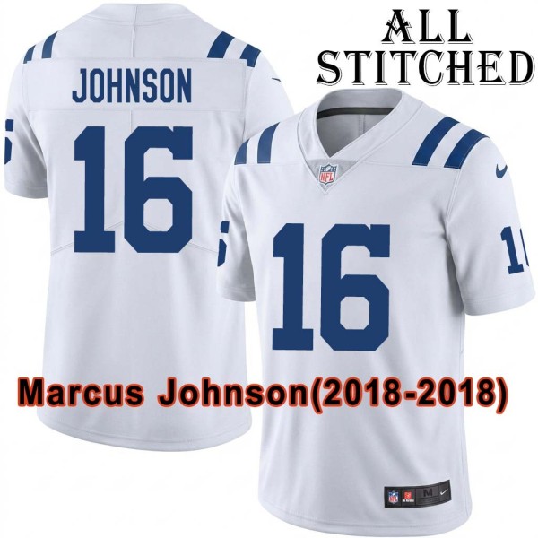 White Embroidered Marcus Johnson Indianapolis Colts #16 Stitched Jersey