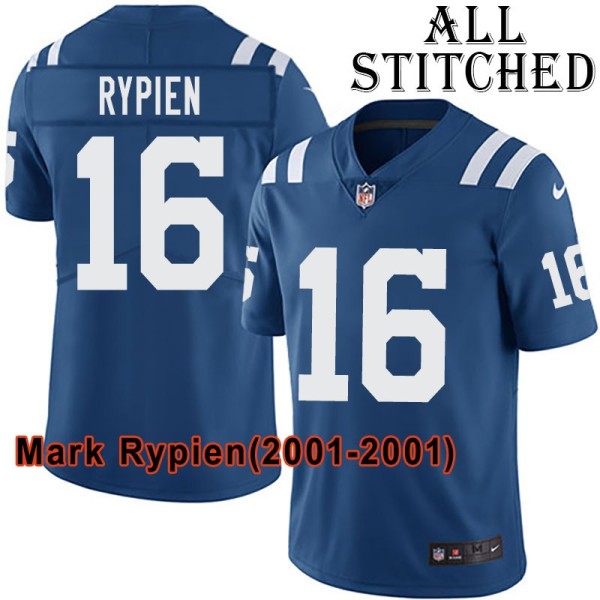 Blue Home Embroidered Mark Rypien Indianapolis Colts #16 Stitched Jersey