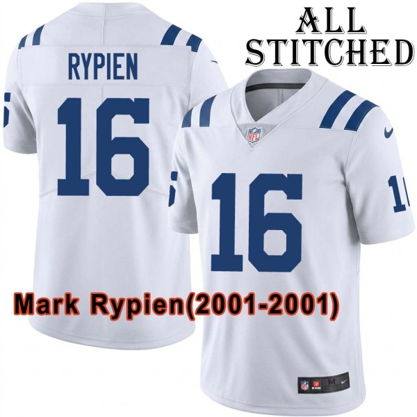 White Embroidered Mark Rypien Indianapolis Colts #16 Stitched Jersey