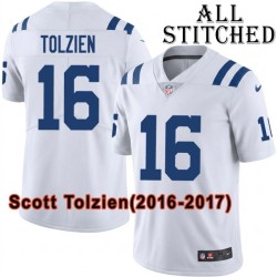 White Embroidered Scott Tolzien Indianapolis Colts #16 Stitched Jersey