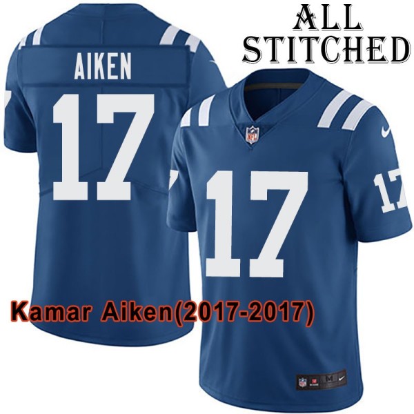 Blue Home Embroidered Kamar Aiken Indianapolis Colts #17 Stitched Jersey