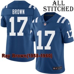 Blue Home Embroidered Ray Brown Indianapolis Colts #17 Stitched Jersey