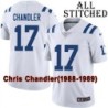 White Embroidered Chris Chandler Indianapolis Colts #17 Stitched Jersey
