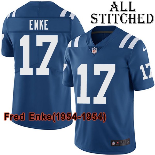 Blue Home Embroidered Fred Enke Indianapolis Colts #17 Stitched Jersey