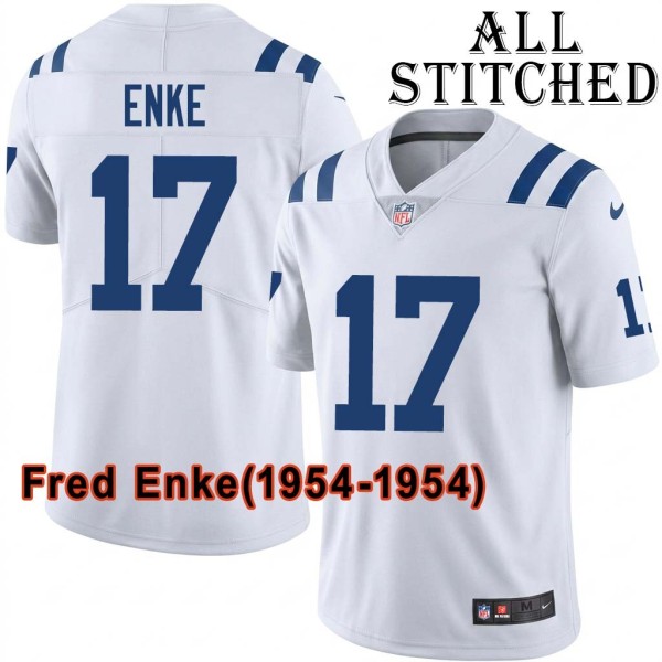 White Embroidered Fred Enke Indianapolis Colts #17 Stitched Jersey